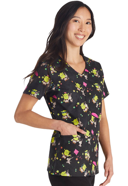 Shrek Tooniforms Dreamworks V Neck Medical Scrub Top TF614 SKSL - Scrubs Select