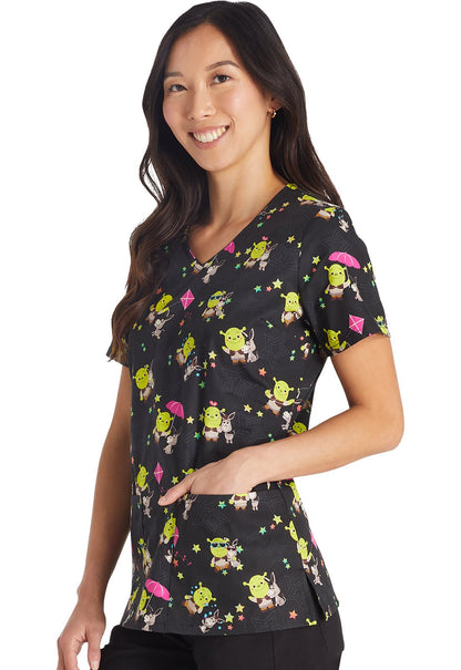 Shrek Tooniforms Dreamworks V Neck Medical Scrub Top TF614 SKSL - Scrubs Select