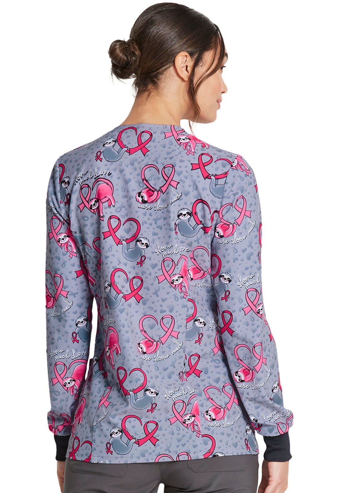 Sloth Print Dickies Snap Front Scrub Awareness Jacket DK309 CASL - Scrubs Select