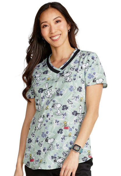 Snoopy Cherokee Tooniforms Peanuts V Neck Scrub Top TF769 PNVM - Scrubs Select
