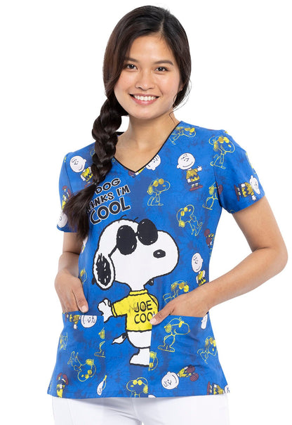 Snoopy Tooniforms Licensed Peanuts V Neck Scrub Top TF614 PNML - Scrubs Select