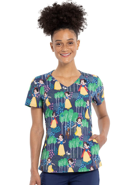 Snow White Tooniforms Disney V Neck Scrub Top TF732 SNNF - Scrubs Select