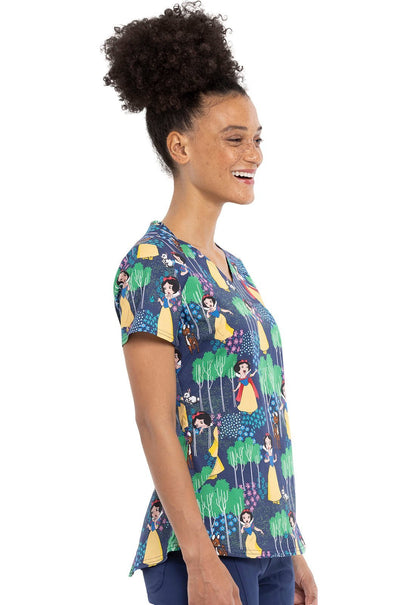 Snow White Tooniforms Disney V Neck Scrub Top TF732 SNNF - Scrubs Select