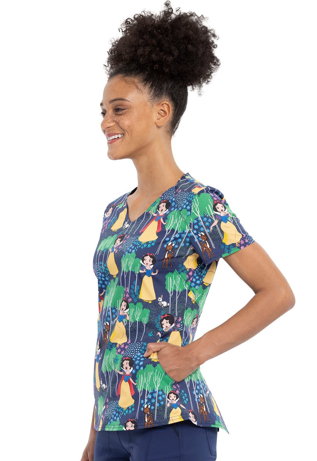 Snow White Tooniforms Disney V Neck Scrub Top TF732 SNNF - Scrubs Select