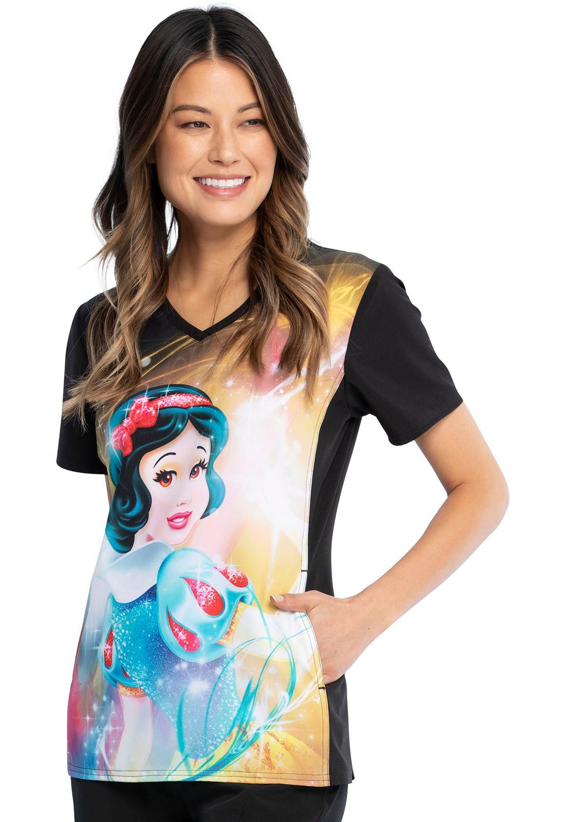Snow White Tooniforms Licensed Disney V Neck Scrub Top TF627 PRAC - Scrubs Select