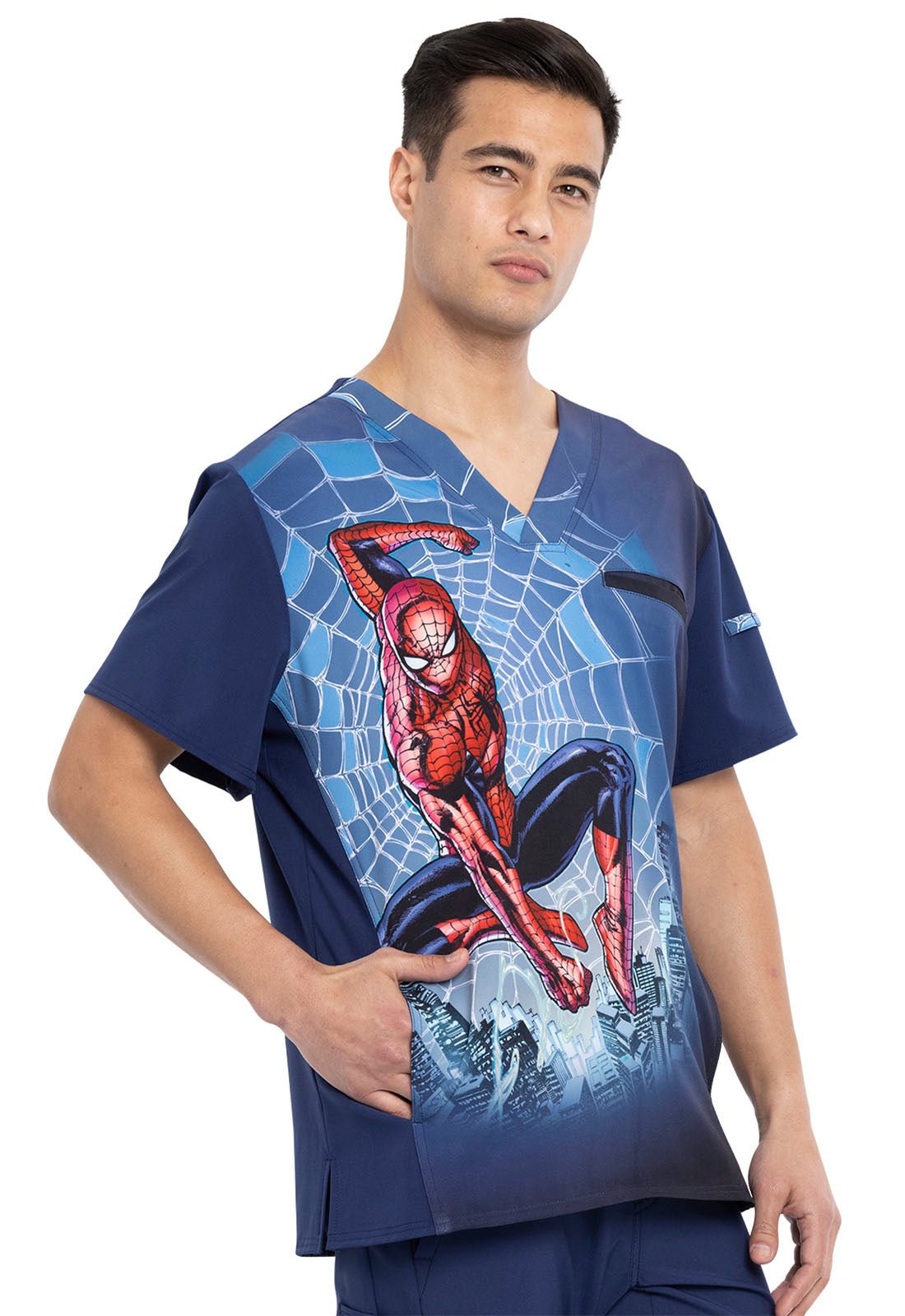 Spiderman Tooniforms Marvel Men's V Neck Scrub Top TF700 MAWY - Scrubs Select