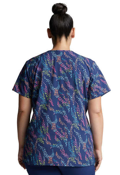 Spot Print Dickies EDS V Neck Scrub Top DK717 SFSP - Scrubs Select