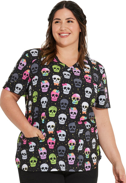 Squad Ghouls Dickies Print V Neck Scrub Top DK876 SQGL - Scrubs Select