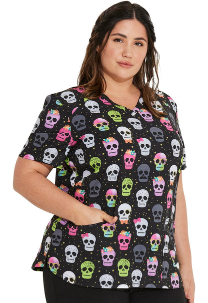 Squad Ghouls Dickies Print V Neck Scrub Top DK876 SQGL - Scrubs Select