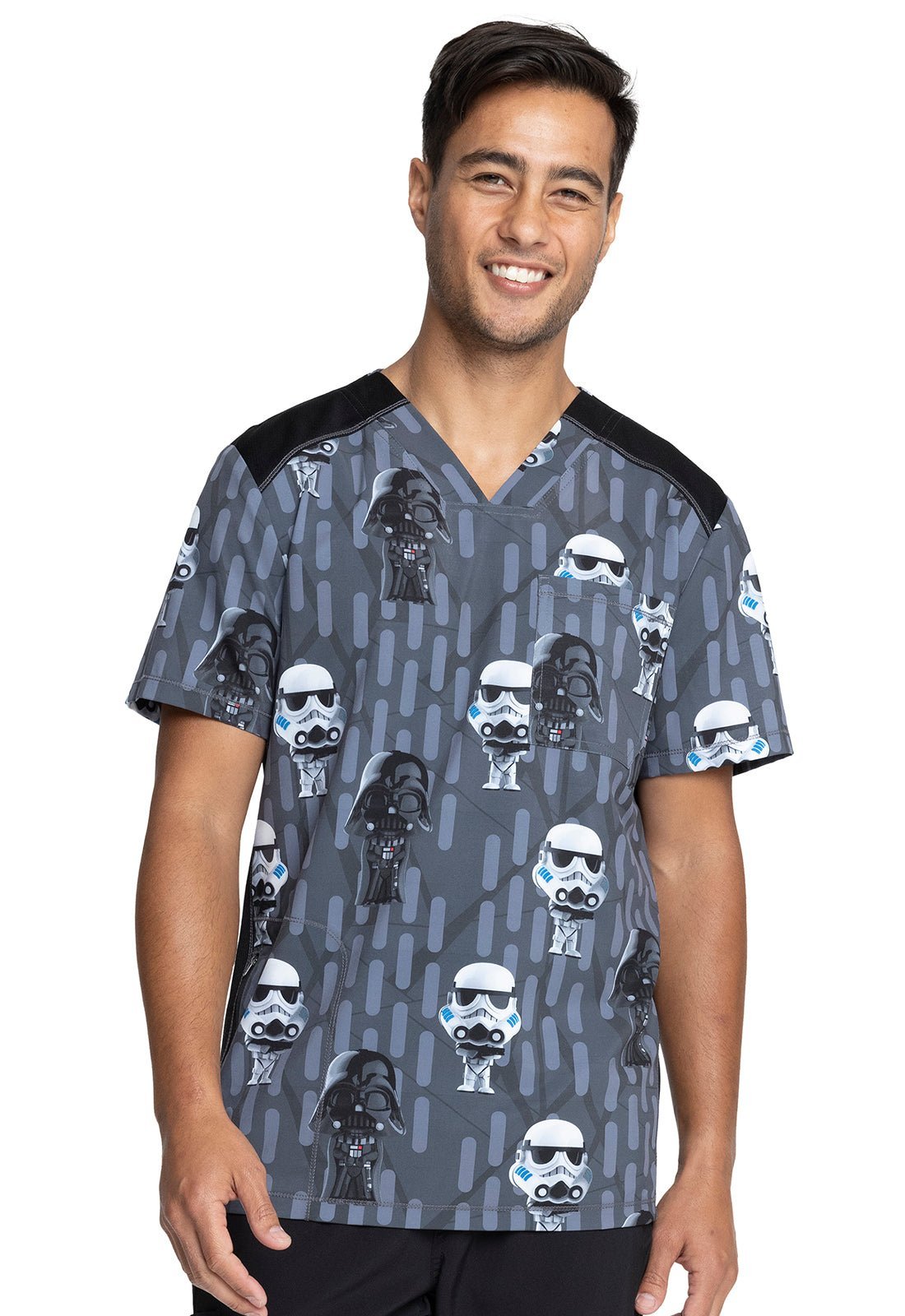 Star Wars Cherokee Tooniforms Licensed Men's V Neck Scrub Top TF713 SRBM - Scrubs Select