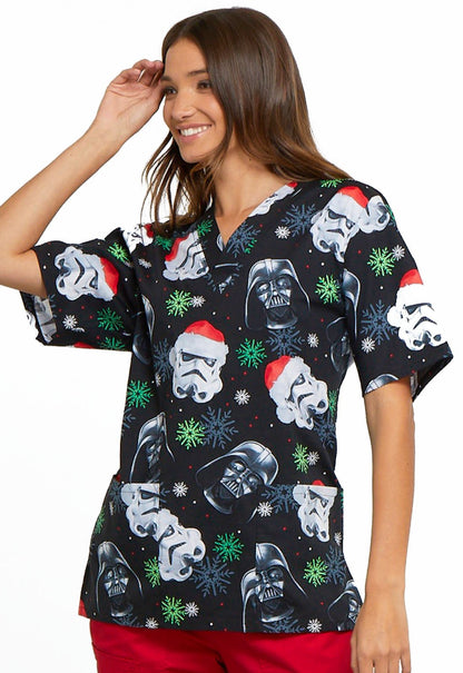 Star Wars Tooniforms Christmas Unisex V-Neck Scrub Top TF606 SRMS - Scrubs Select