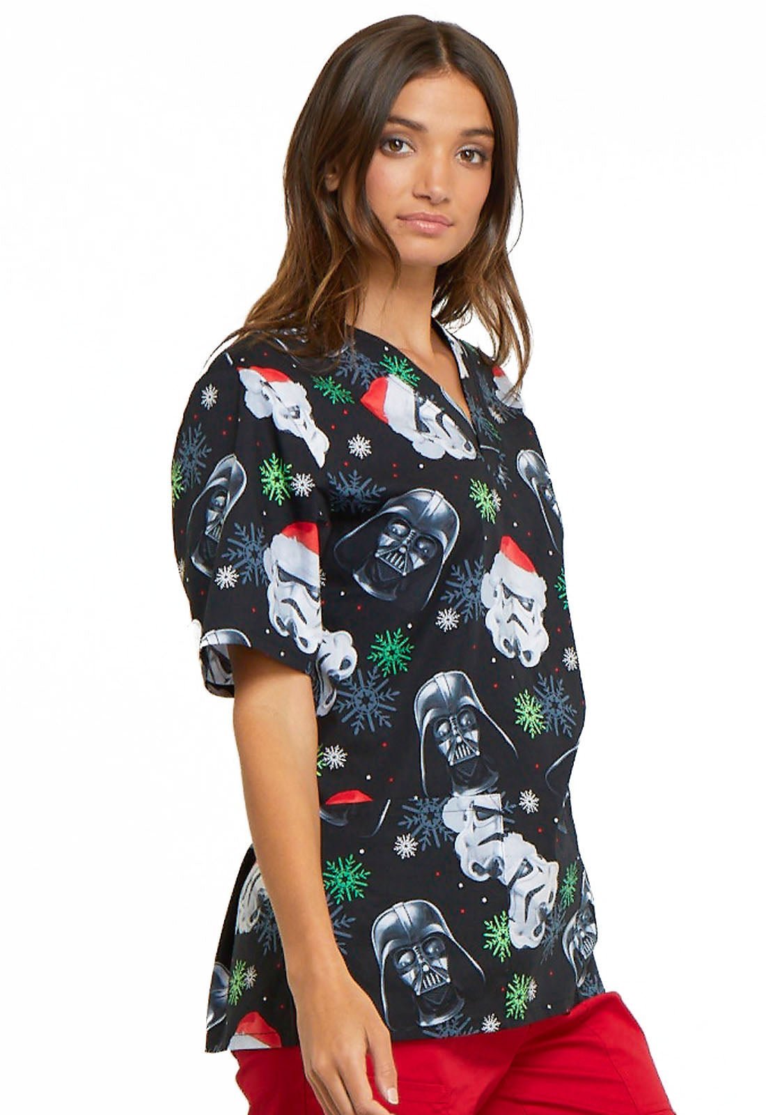 Star Wars Tooniforms Christmas Unisex V - Neck Scrub Top TF606 SRMS - Scrubs Select