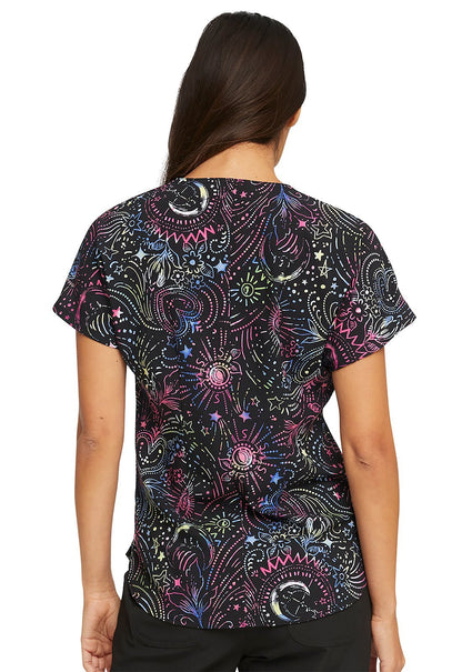 Stars HeartSoul Print Round Neck Scrub Top HS685 CLTW - Scrubs Select