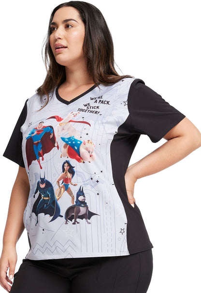 Super Pets Tooniforms Licensed DC Comics V Neck Scrub Top TF627 DSPE - Scrubs Select