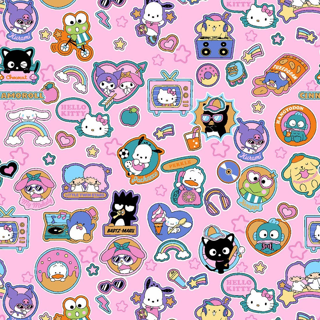 Supercute Stickers Tooniforms Sanrio Hello Kitty V Neck Scrub Top TF776 HSKP - Scrubs Select