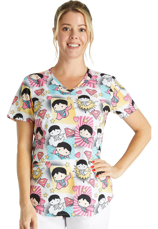 Superman Tooniforms Licensed DC Comics V Neck Scrub Top TF737 DMFS - Scrubs Select