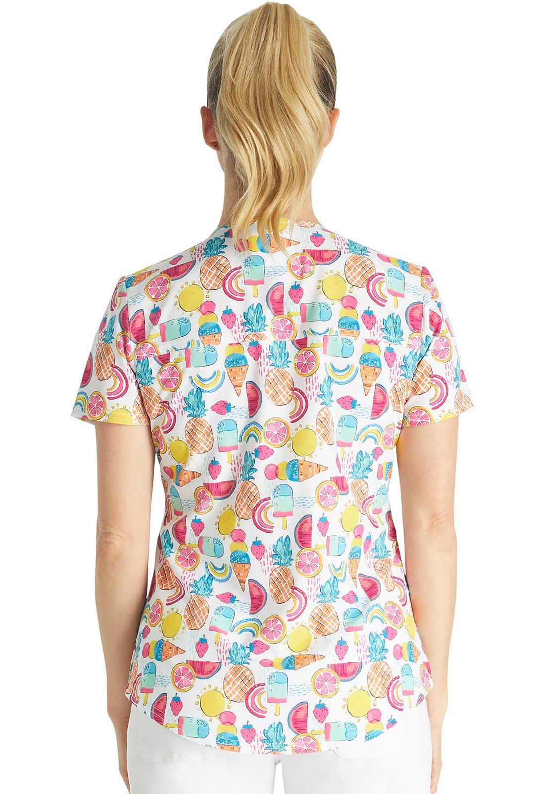 Sweet Vibes Cherokee Print Tuckable V Neck Scrub Top CK664 STVB - Scrubs Select