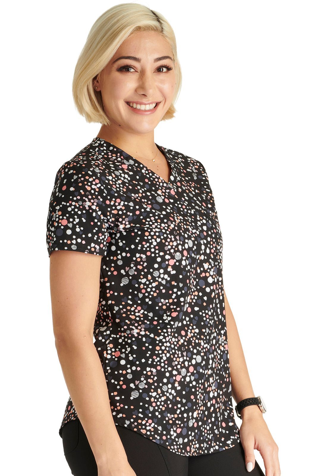 Sweetheart Geo Cherokee Print Tuckable V Neck Scrub Top CK664 SHGO - Scrubs Select