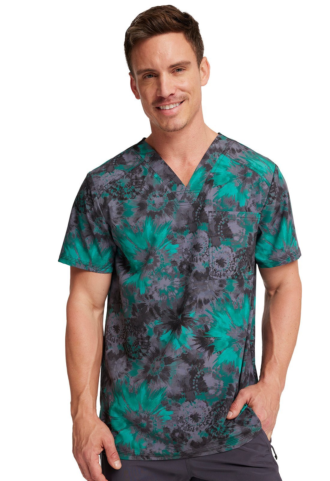 Texture Burst Cherokee Infinity Men's V Neck Scrub Top CK902 TRBU ...