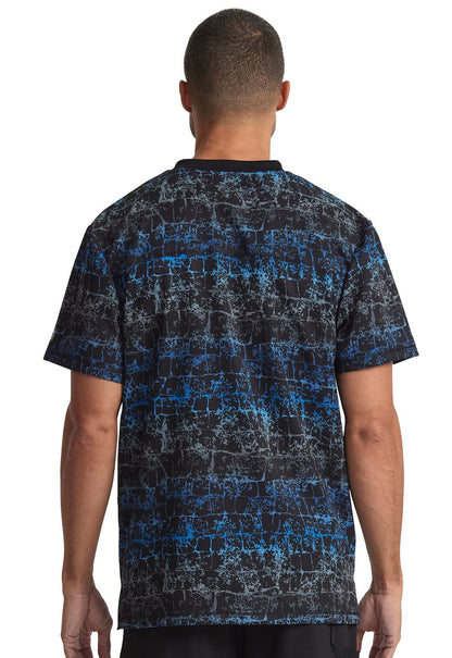 Texture Trail Royal Dickies Dynamix Men's V Neck Scrub Top DK607 TTRL - Scrubs Select