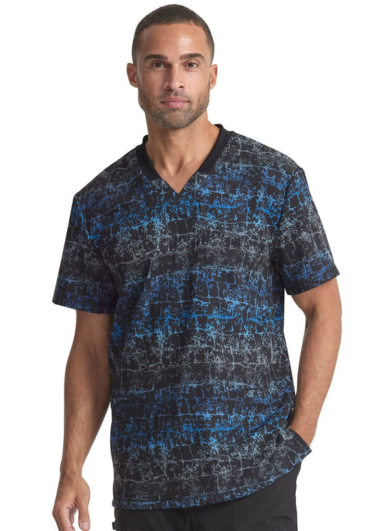 Texture Trail Royal Dickies Dynamix Men's V Neck Scrub Top DK607 TTRL - Scrubs Select