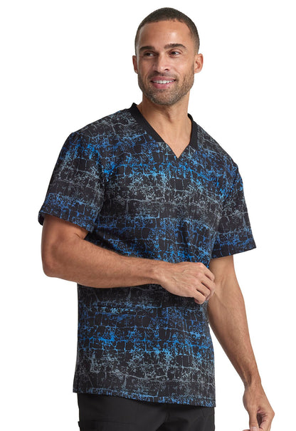 Texture Trail Royal Dickies Dynamix Men's V Neck Scrub Top DK607 TTRL - Scrubs Select