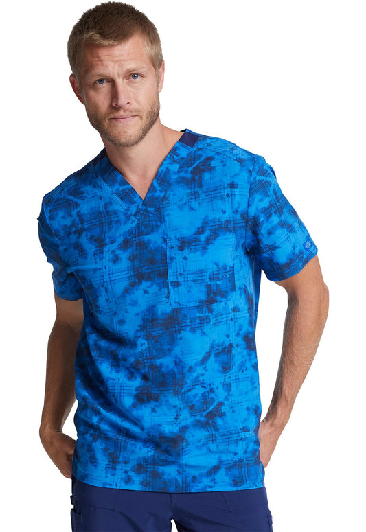 Tie Dye Dickies EDS Print Men's V Neck Scrub Top DK866 TDTW - Scrubs Select