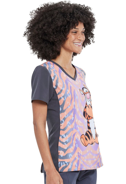 Tigger Cherokee Tooniforms Disney Winnie The Pooh V Neck Scrub Top TF677 PHTI - Scrubs Select