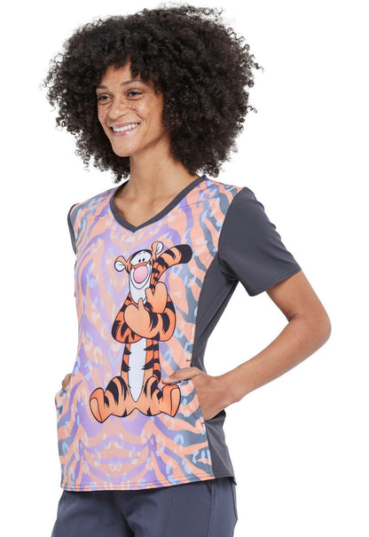 Tigger Cherokee Tooniforms Disney Winnie The Pooh V Neck Scrub Top TF677 PHTI - Scrubs Select
