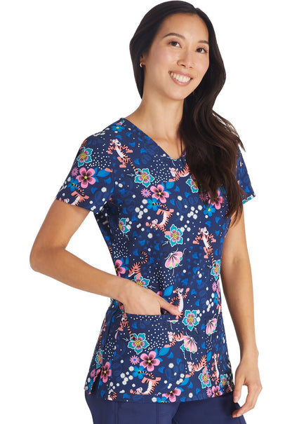 Tigger Cherokee Tooniforms Disney Winnie The Pooh V Neck Scrub Top TF772 PHNC - Scrubs Select