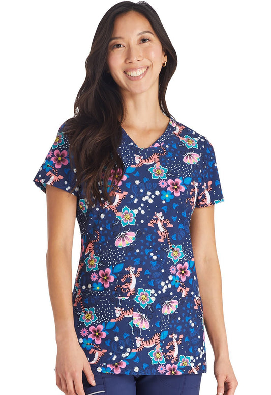 Tigger Cherokee Tooniforms Disney Winnie The Pooh V Neck Scrub Top TF772 PHNC - Scrubs Select