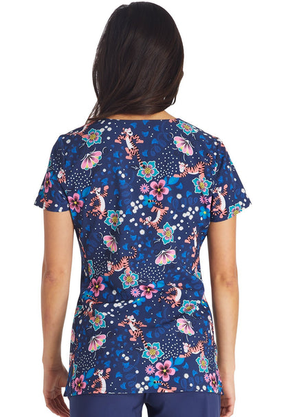 Tigger Cherokee Tooniforms Disney Winnie The Pooh V Neck Scrub Top TF772 PHNC - Scrubs Select