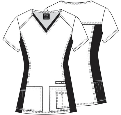 Toad-ally Floral Friends Cherokee Toad iflex Print V Neck Knit Panel Scrub Top CK636 TDFR - Scrubs Select