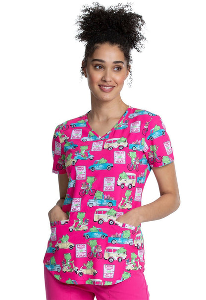 Toad Cherokee Print V Neck Scrub Top CK637 TAAW - Scrubs Select
