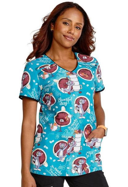 Tom and Jerry Cherokee Tooniforms Hanna Barbera V Neck Scrub Top TF686 TJHM - Scrubs Select