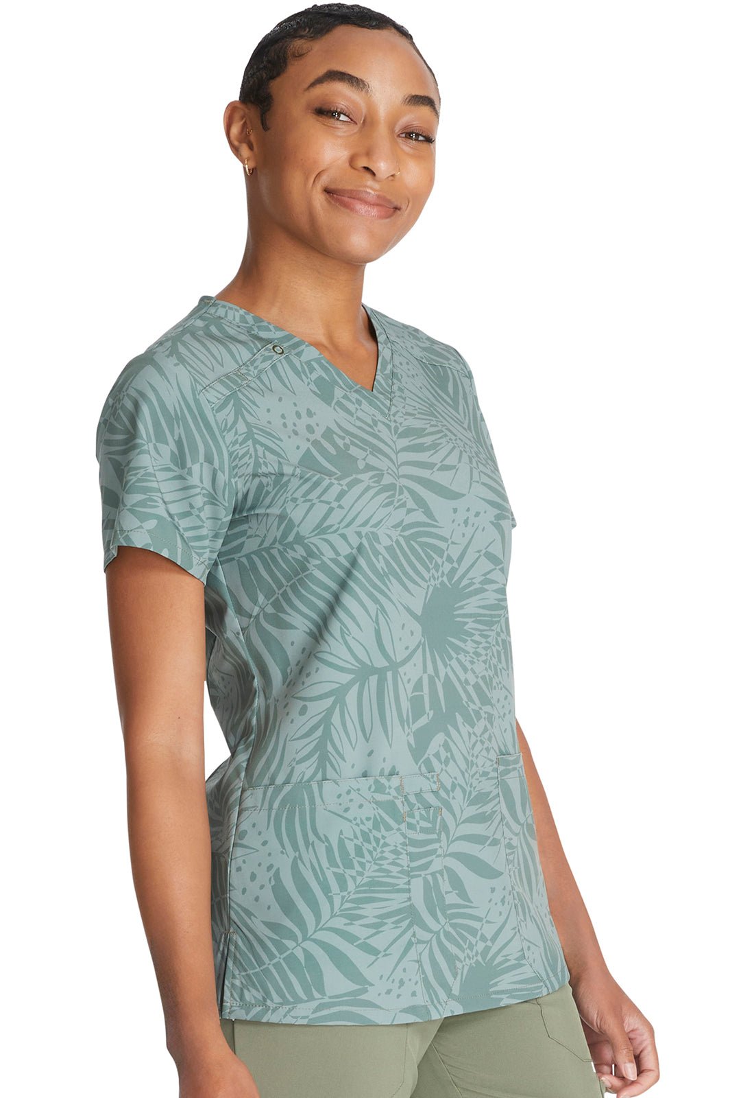 Tonal Palms Dickies EDS Print V Neck Scrub Top DK617 TNPA - Scrubs Select