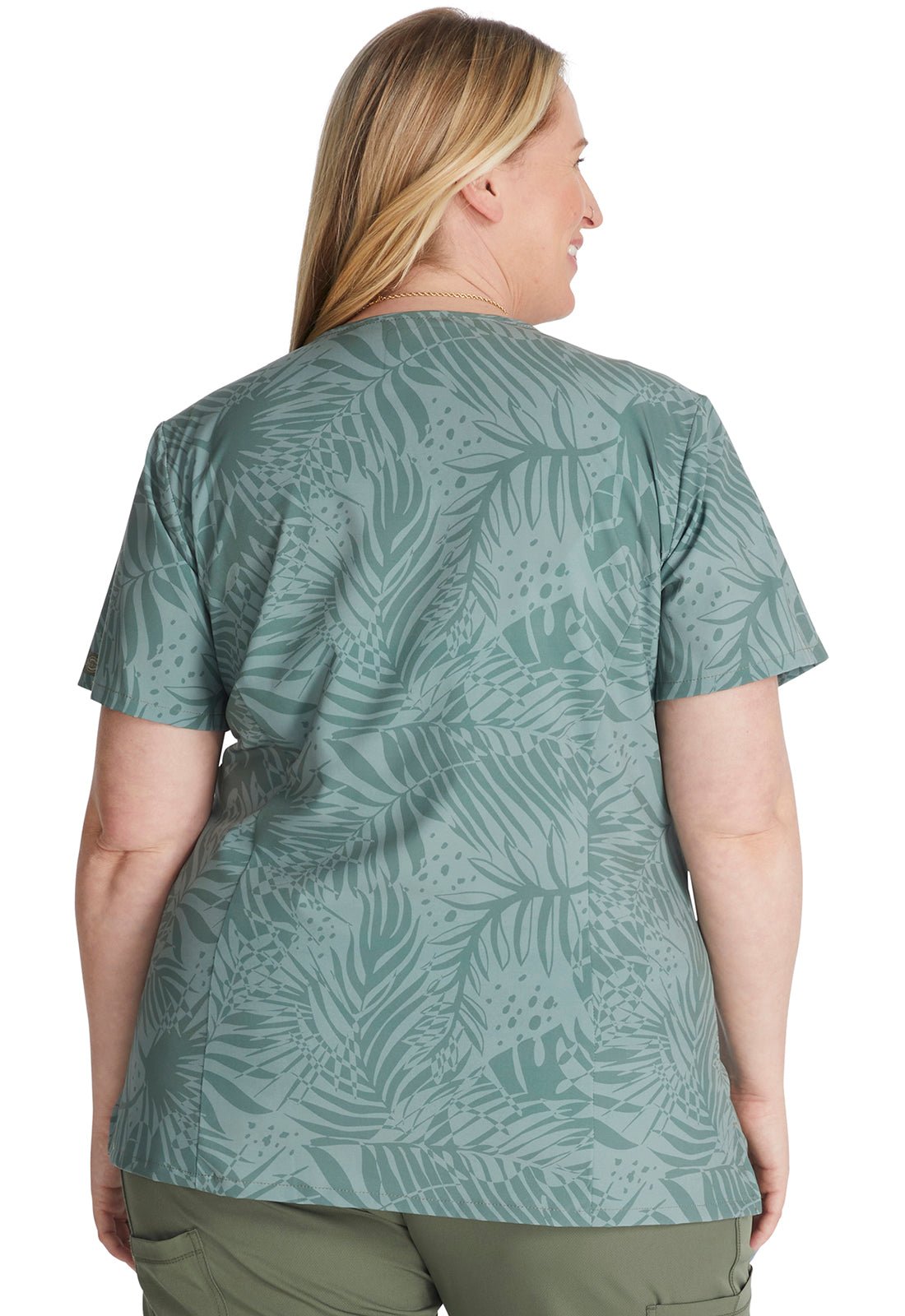 Tonal Palms Dickies EDS Print V Neck Scrub Top DK617 TNPA - Scrubs Select