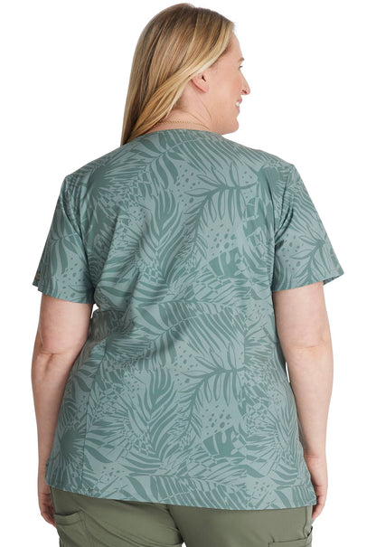 Tonal Palms Dickies EDS Print V Neck Scrub Top DK617 TNPA - Scrubs Select