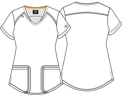 Tonal Tie Dye Lavender Dickies Dynamix Print V Neck Scrub Top DK623 TTDL - Scrubs Select