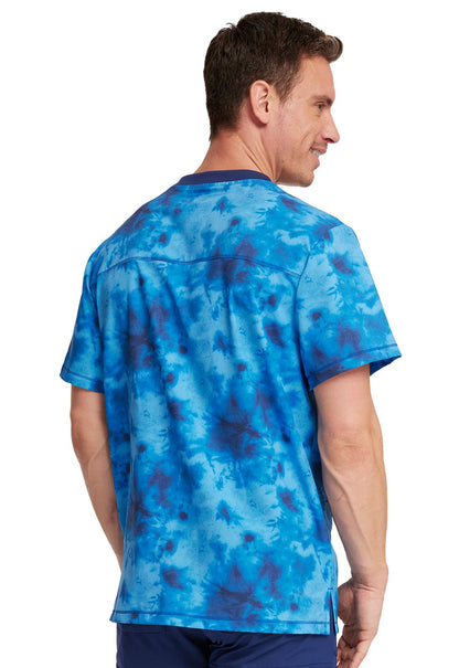 Tonal Tie Dye Navy Dickies Men's V Neck Scrub Top DK607 TTDN - Scrubs Select