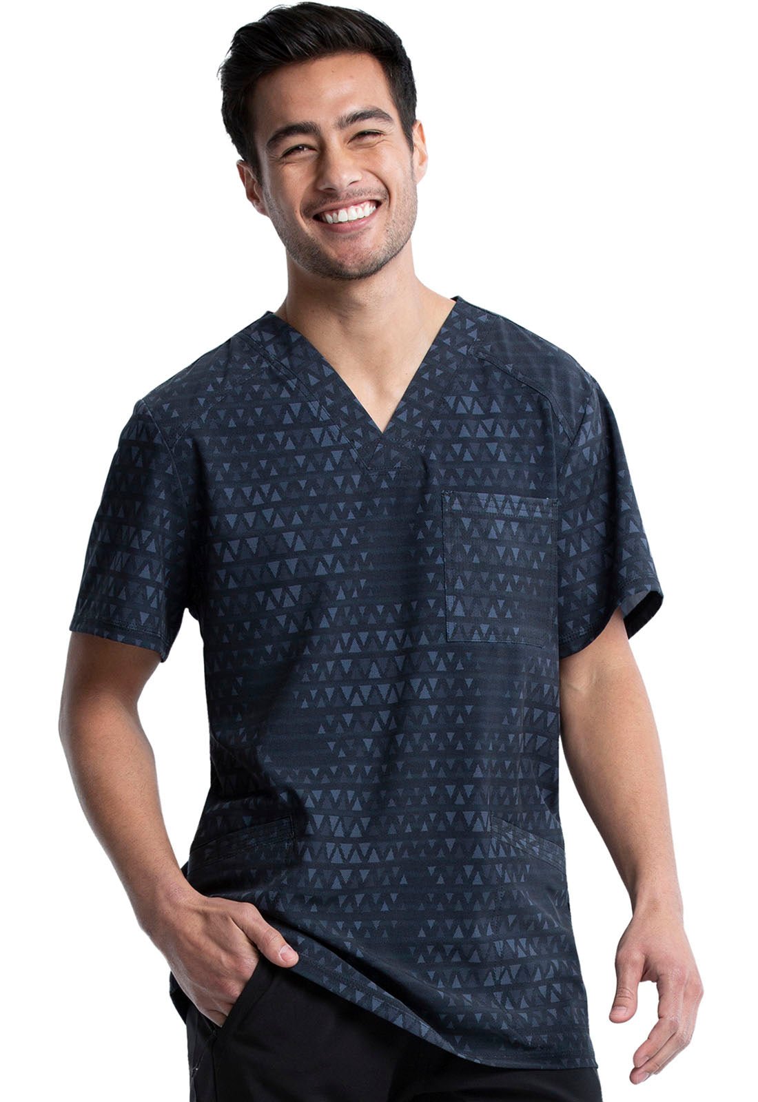 Triangle Cherokee Print Men's V Neck Scrub Top CK920 TRII - Scrubs Select