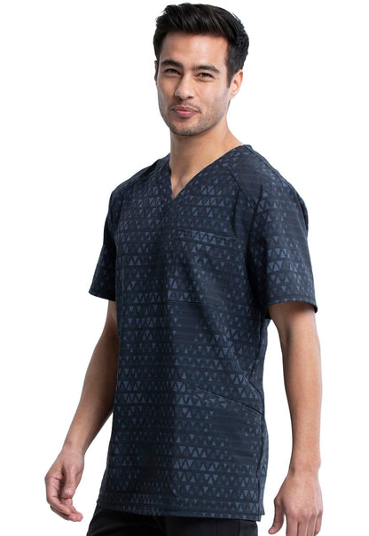 Triangle Print Men's V Neck Scrub Top CK920 TRII - Scrubs Select