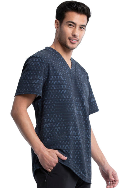 Triangle Print Men's V Neck Scrub Top CK920 TRII - Scrubs Select