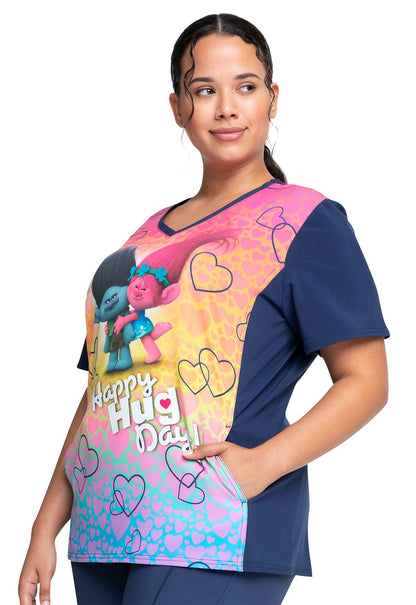 Trolls Cherokee Tooniforms Licensed Dreamworks V Neck Scrub Top TF627 TOUG - Scrubs Select