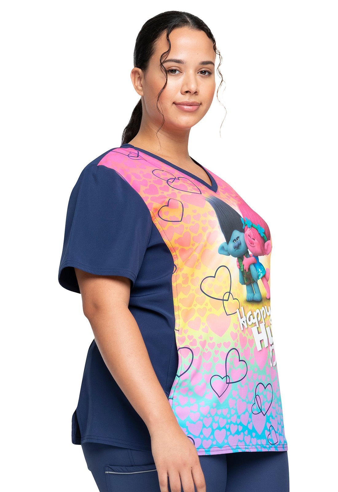 Trolls Cherokee Tooniforms Licensed Dreamworks V Neck Scrub Top TF627 TOUG - Scrubs Select