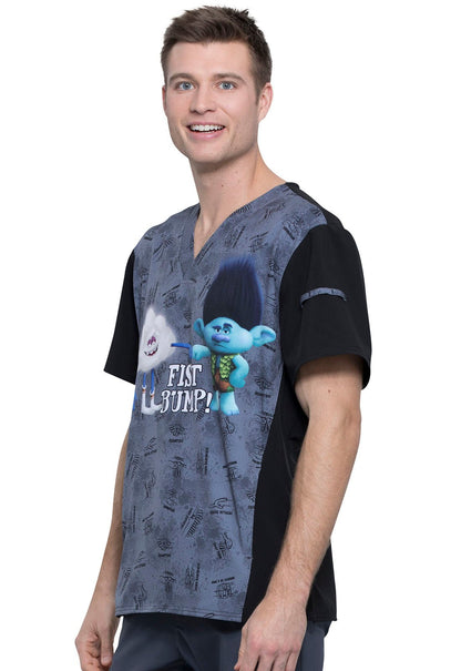 Trolls Tooniforms Licensed Men's V Neck Scrub Top TF708 TOFB - Scrubs Select