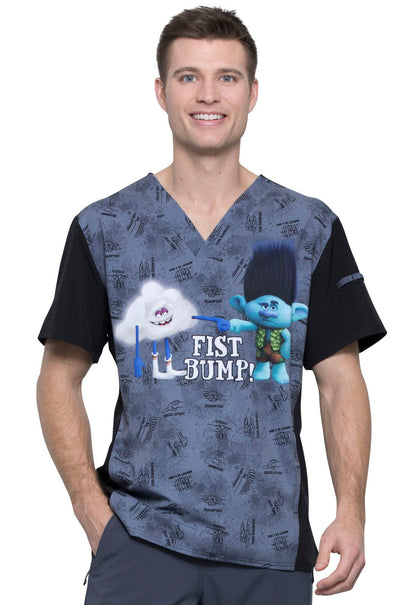 Trolls Tooniforms Licensed Men's V Neck Scrub Top TF708 TOFB - Scrubs Select