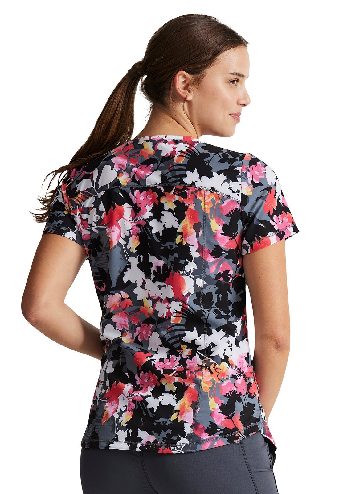 Tropical Escape Dickies Dynamix Floral Print V Neck Scrub Top DK731 TREP - Scrubs Select
