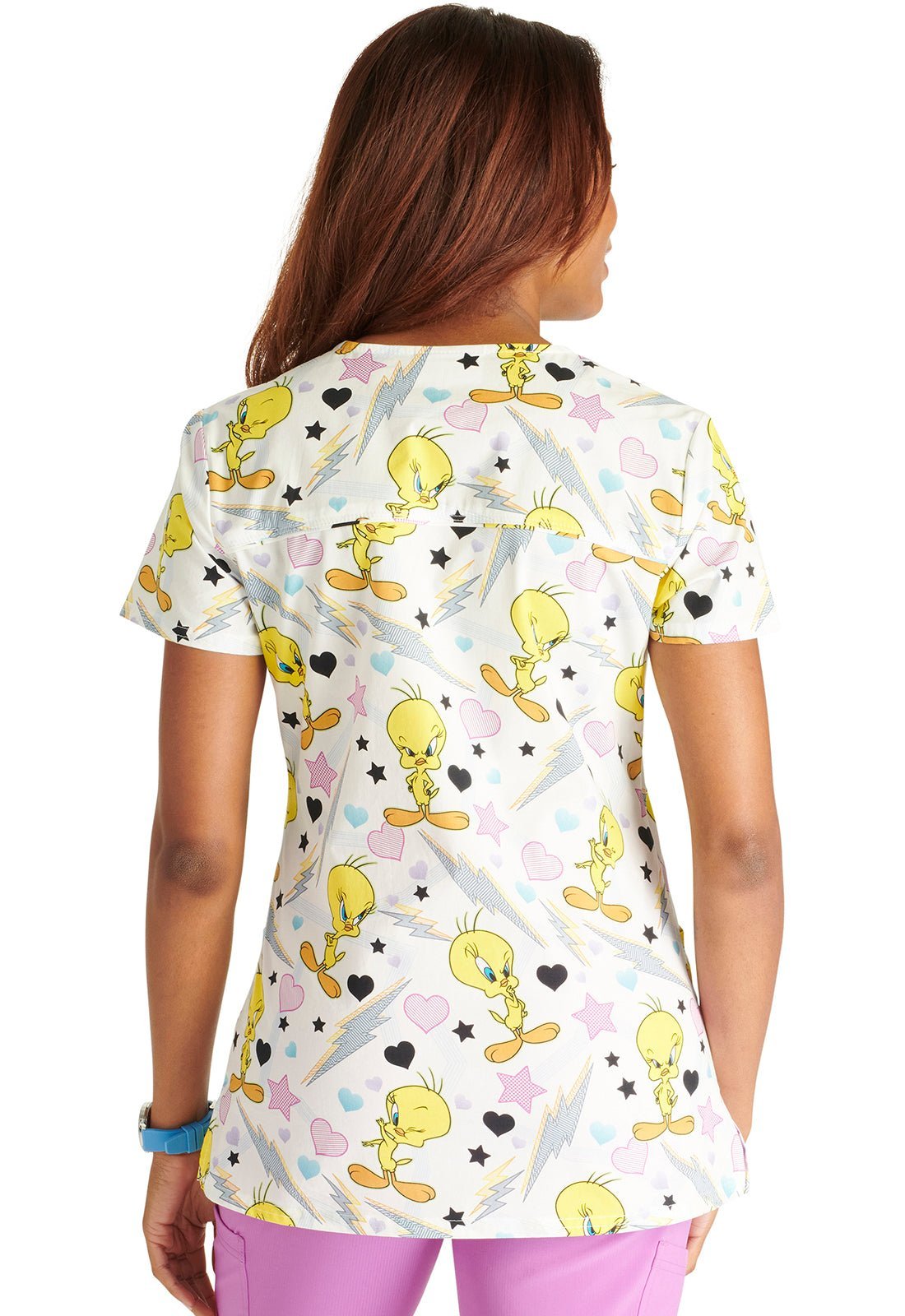Tweety Cherokee Tooniforms Looney Tunes V Neck Scrub Top TF776 LTET - Scrubs Select