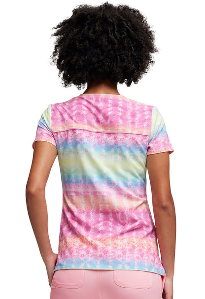 Tye Dye Vibes HeartSoul Print V Neck Scrub Top HS638 TDVB - Scrubs Select